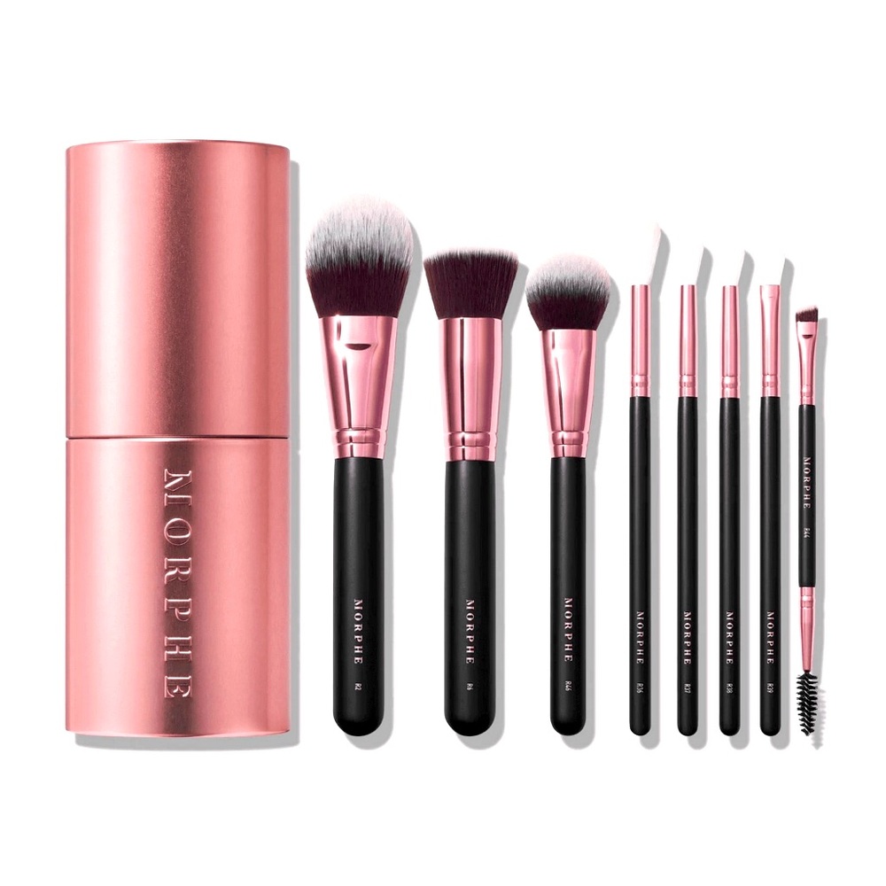 MORPHE Flash Of Rosé 8-Piece Rose Gold Brush Set | Eye and Face Makeup